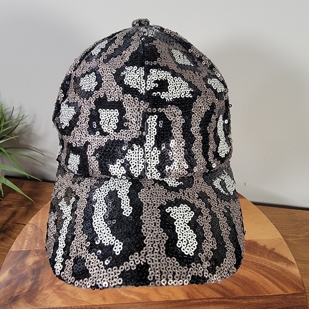 Sequin Leopard Pattern Animal Print Ball Cap Wome… - image 8